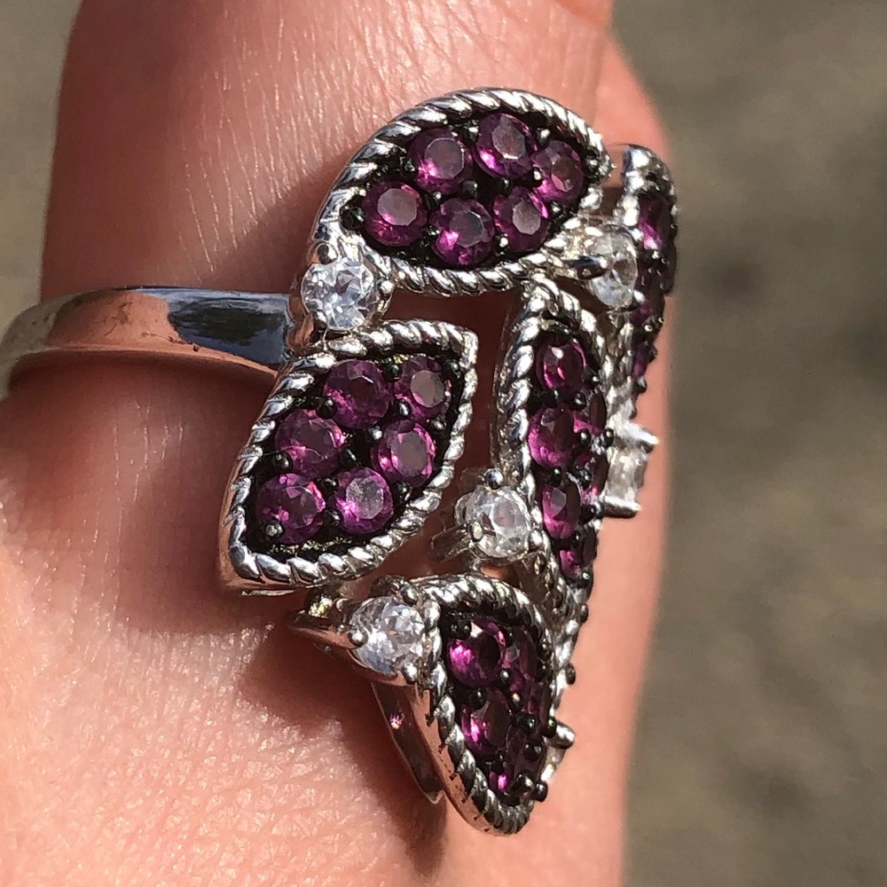 Sterling Silver Dk Statement Ring 925 Floral 8 - image 5